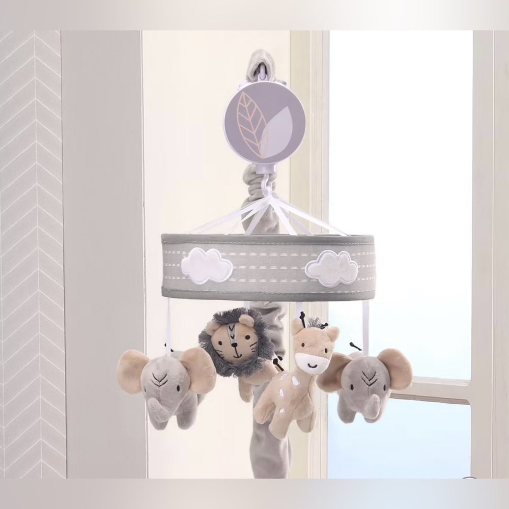 Lambs & Ivy Jungle Safari Musical Crib Mobile | Neutral Baby Nursery Decor - Picture 2 of 8